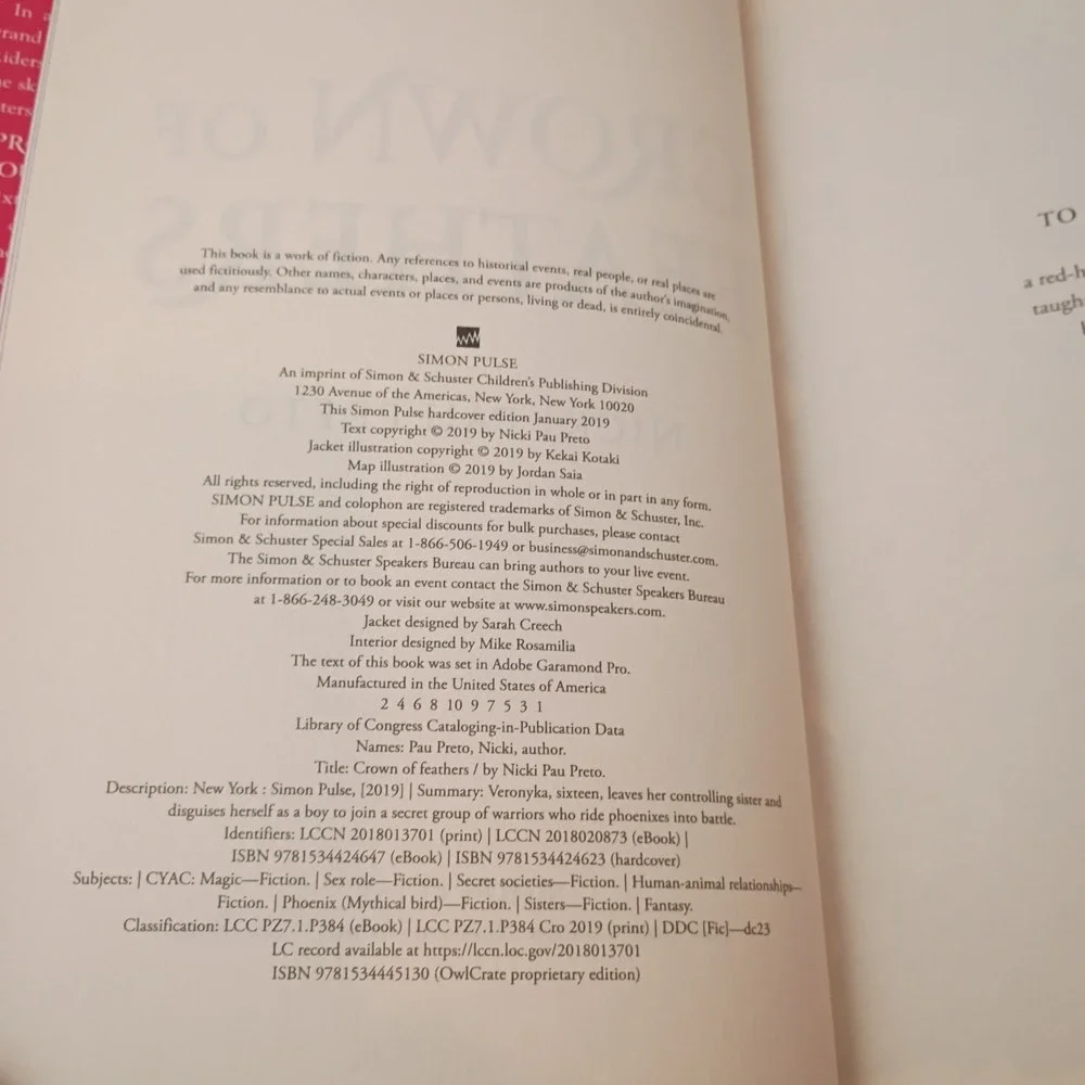 Crown of feathers by Nicki Pau Preto Hand Signed 1st Edition HC Owlcrate